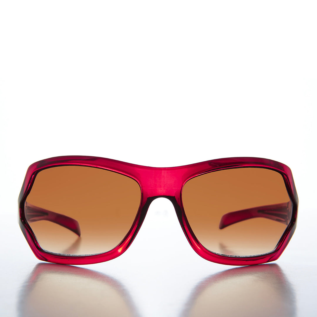 90s Mod Curved Wrap Sleek Sunglasses - Falco