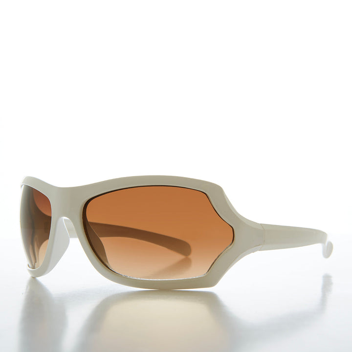 90s Mod Curved Wrap Sleek Sunglasses - Falco