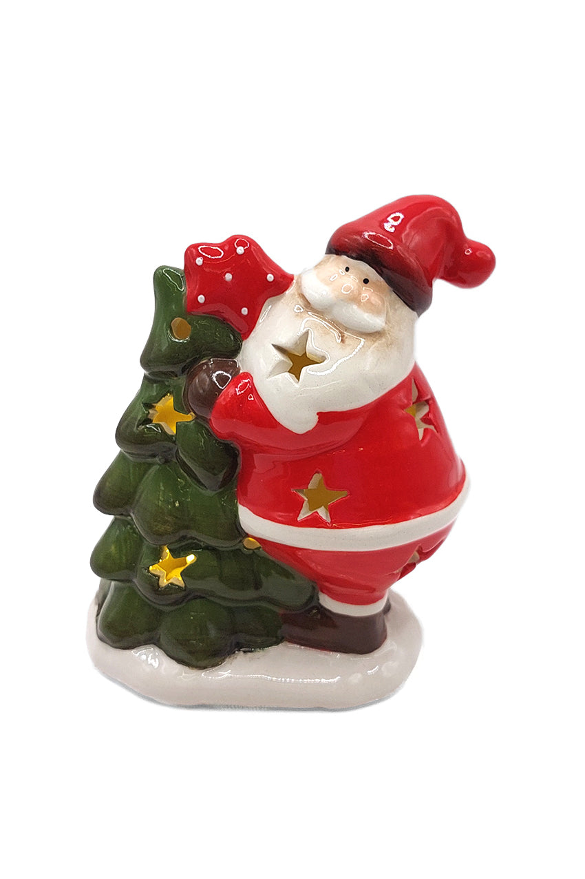 Santa with Tree Christmas Ceramic Ornament by Wizardi F07N7-7