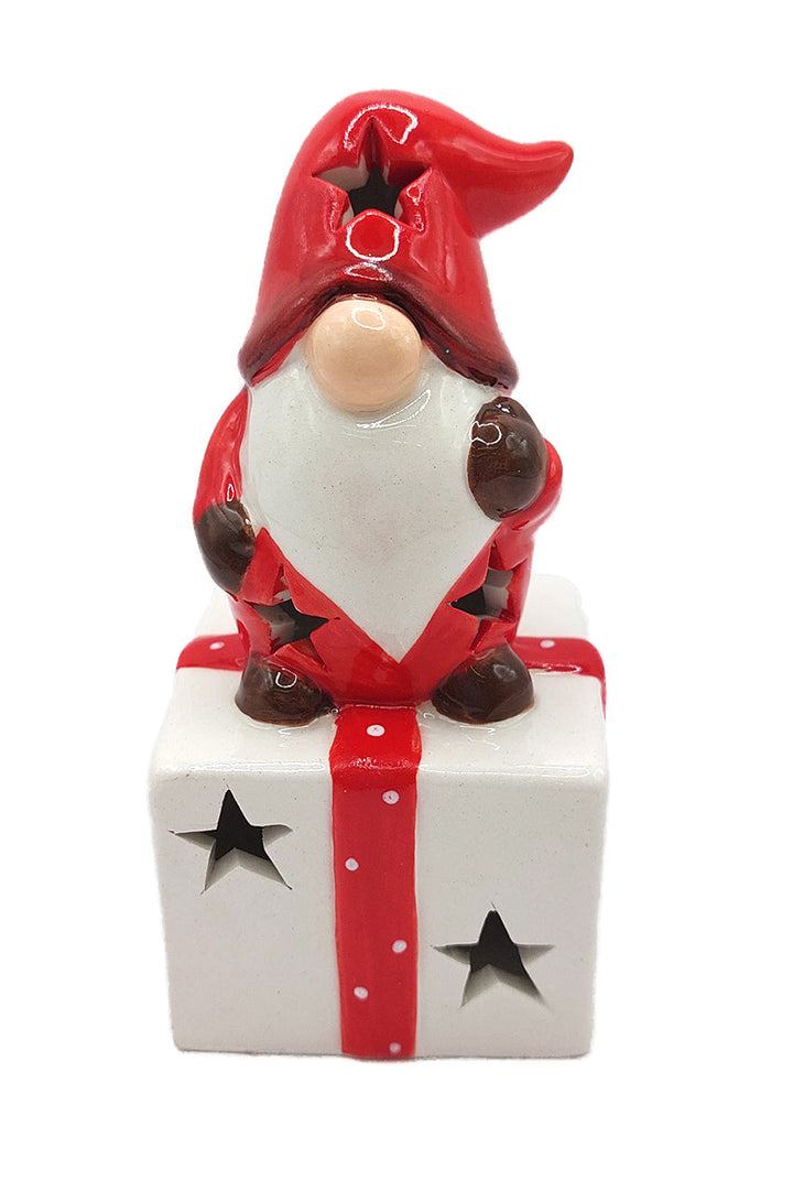 Gift with Gnome Christmas Ceramic Ornament by Wizardi F07N7-8