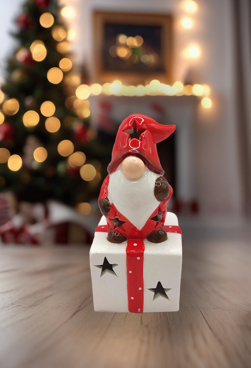 Gift with Gnome Christmas Ceramic Ornament by Wizardi F07N7-8