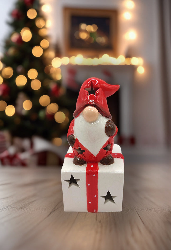 Gift with Gnome Christmas Ceramic Ornament by Wizardi F07N7-8