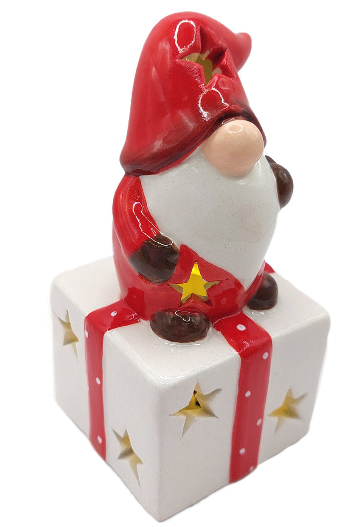 Gift with Gnome Christmas Ceramic Ornament by Wizardi F07N7-8