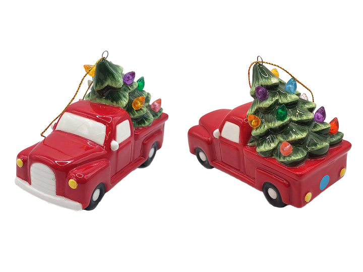 Tree Delivery Truck Christmas Ceramic Ornament by Wizardi F07N7-12