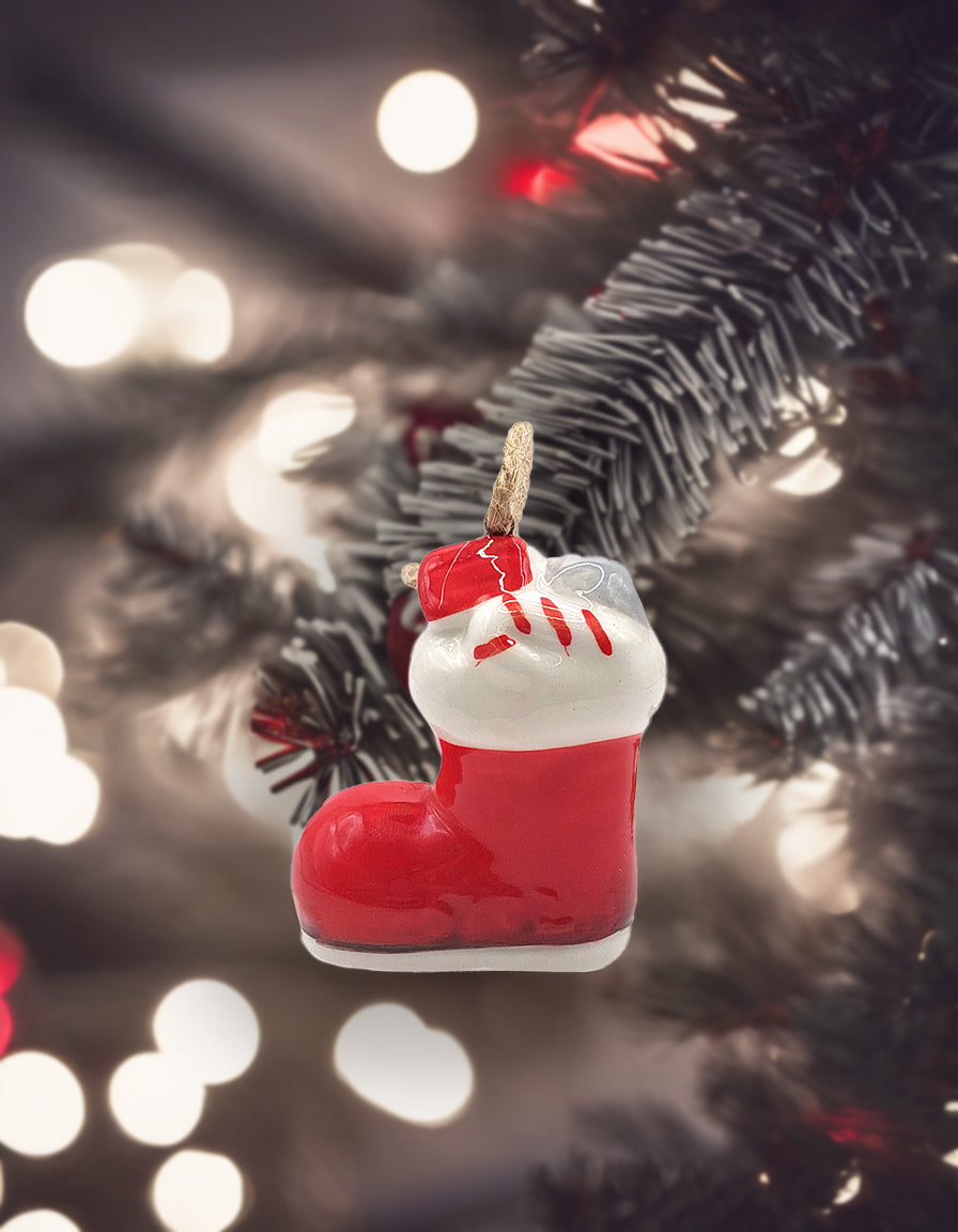 Boot Christmas Ceramic Ornament by Wizardi F07N7-21