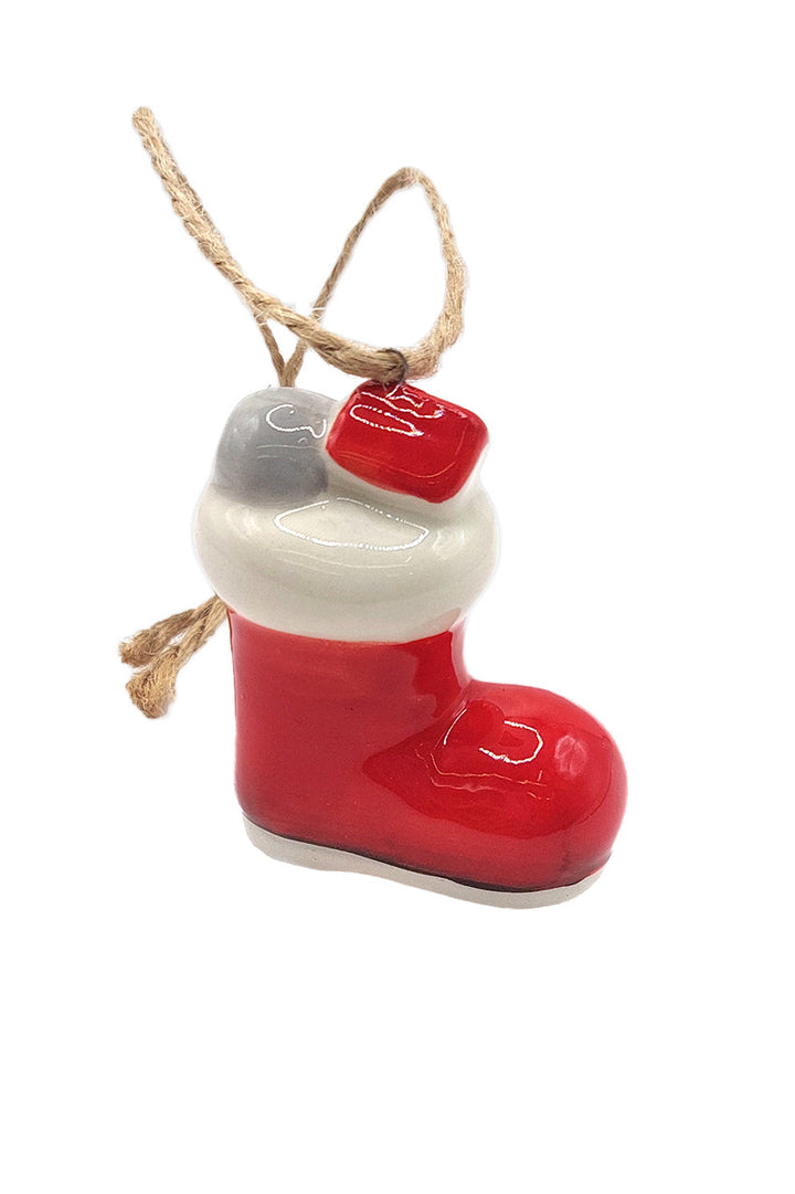 Boot Christmas Ceramic Ornament by Wizardi F07N7-21