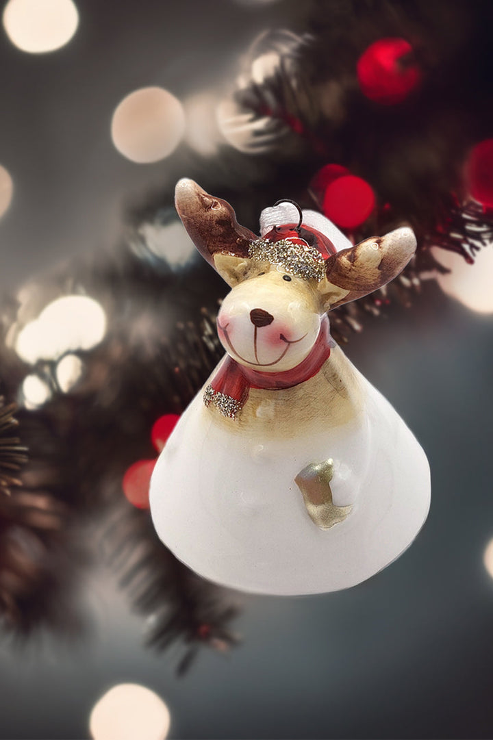 Bell - Reindeer Christmas Ceramic Ornament by Wizardi F07N7-23