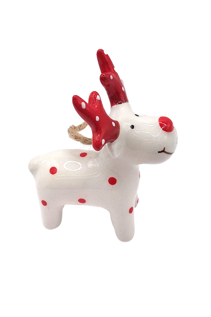 Red-Nosed Reindeer Christmas Ceramic Ornament by Wizardi F07N7-25