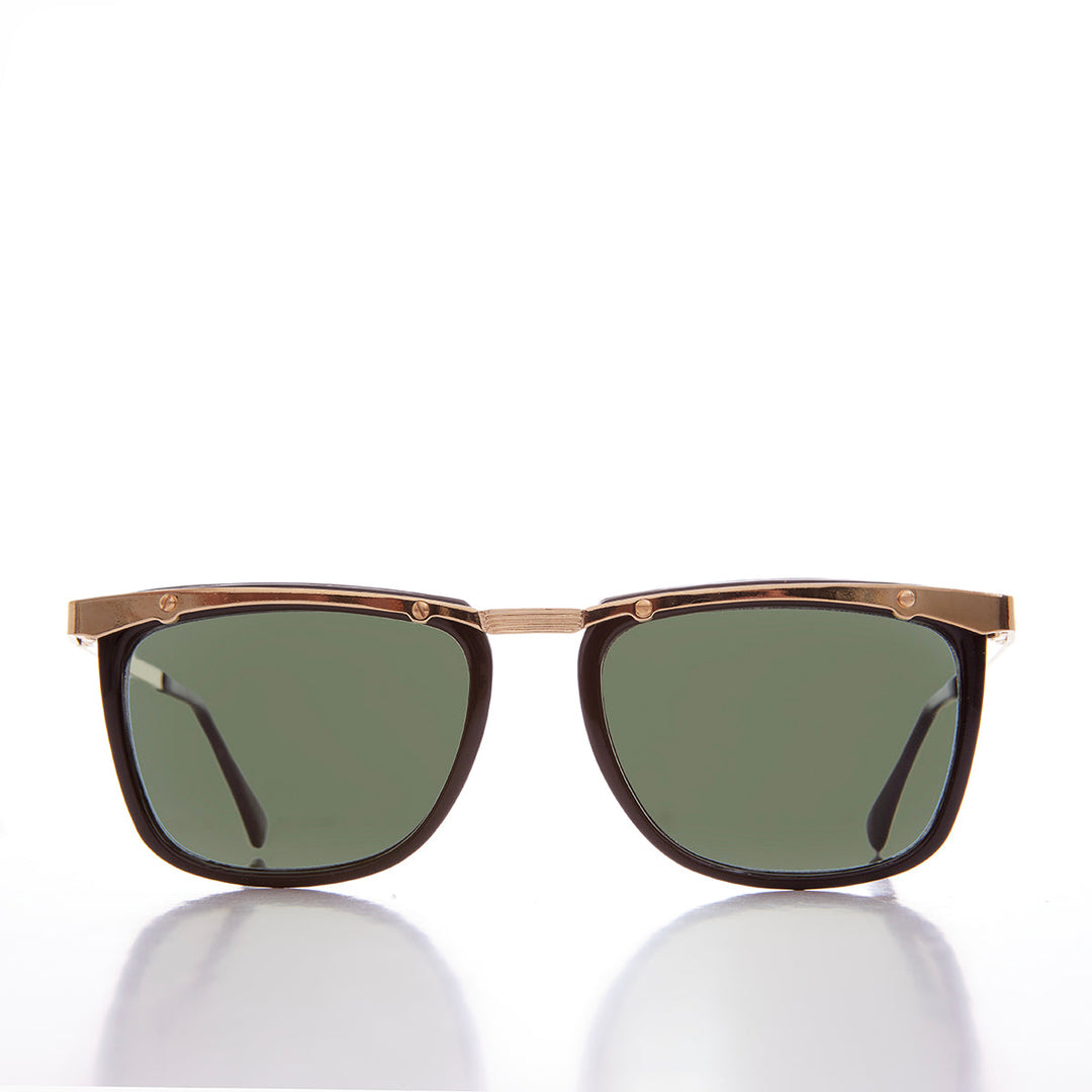 90s Unique Gold Brow Squared Sunglass - Francois