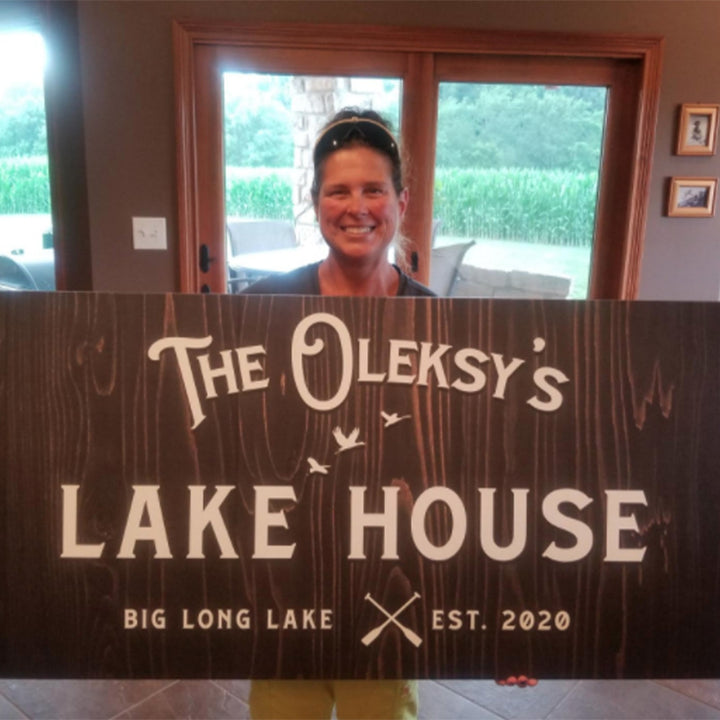 Rustic Family Lake House Sign