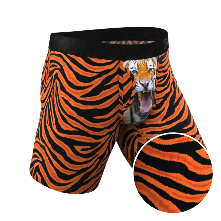 The Feral Feline | Tiger Print Long Leg Ball Hammock® Pouch Underwear With Fly