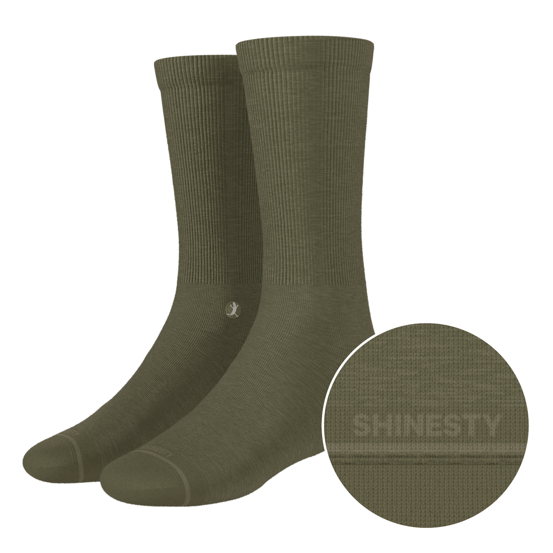 The Fields Of Green | Oil Green Heel Hammock™ Crew Socks
