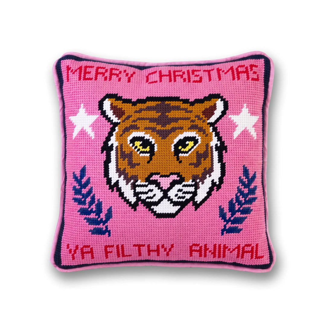 Filthy Animal Needlepoint Pillow