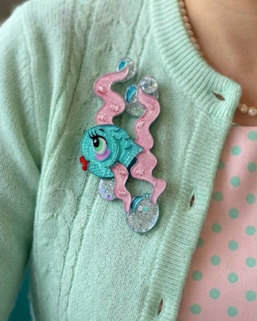 Fishy Kisses Brooch by Miss Fluff x Lipstick and Chrome Acrylic