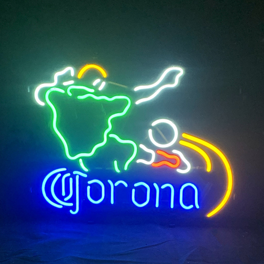 Football Player with Corona Extra Neon Sign Light