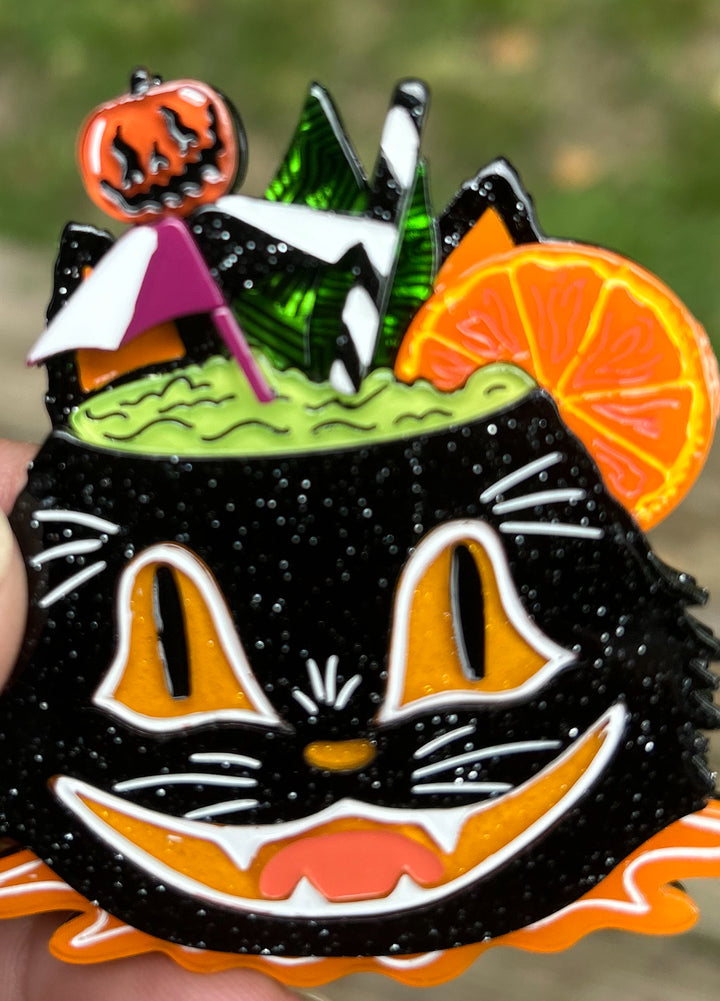 Black Magic Halloween Tiki Brooch by Carrie Hudson x Lipstick & Chrome