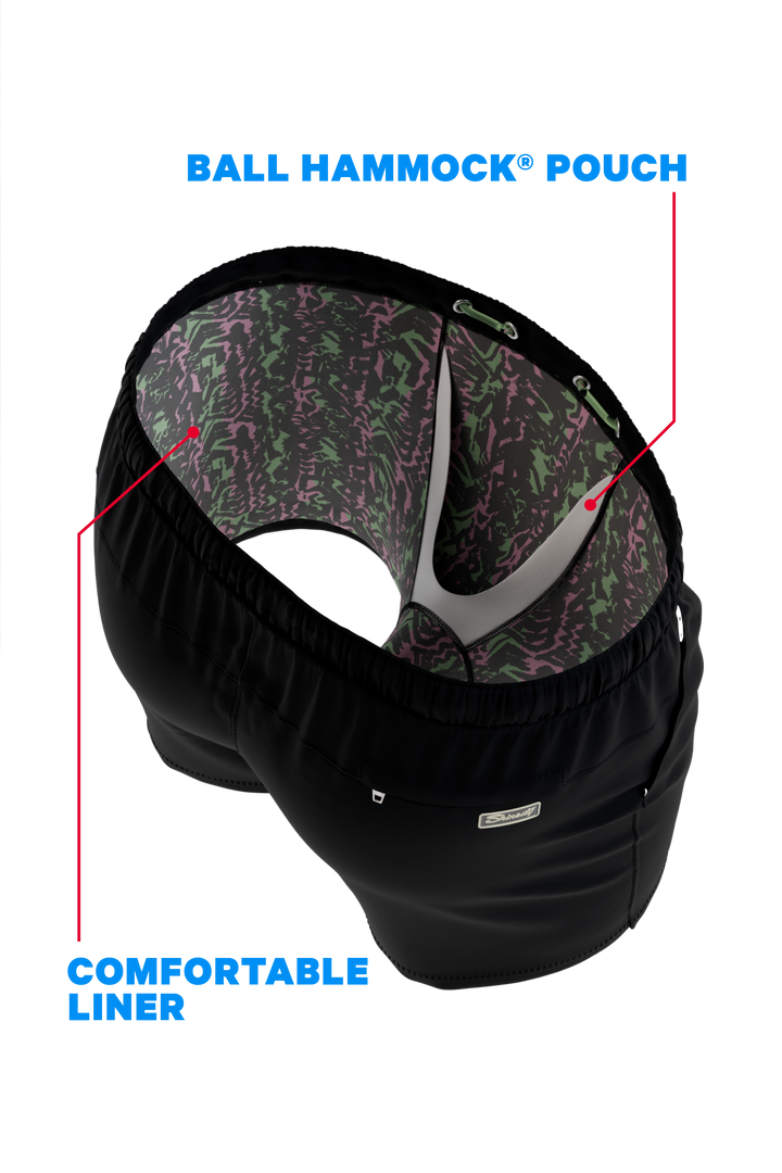 The Funky Fresh | Black and Neon Tribal Ball Hammock® Pouch 8" Swim Trunks