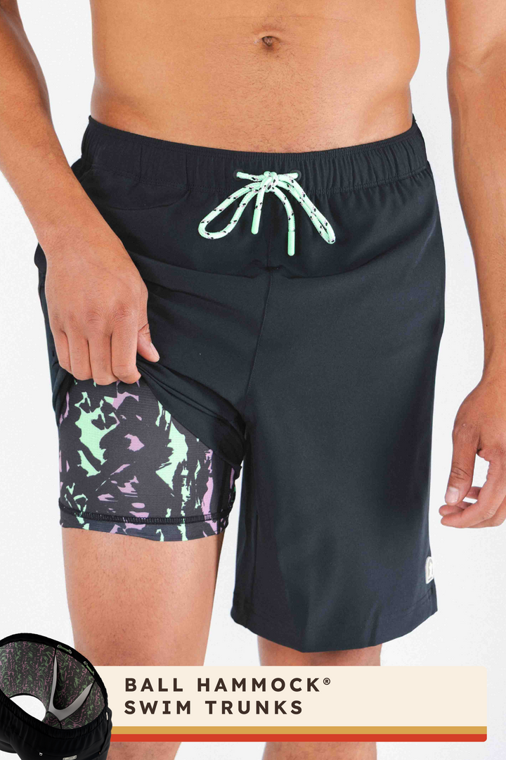 The Funky Fresh | Black and Neon Tribal Ball Hammock® Pouch 8" Swim Trunks