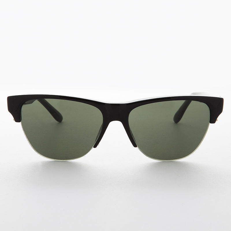 Semi-Rimless Mono Browline Vintage Sunglass - Garett