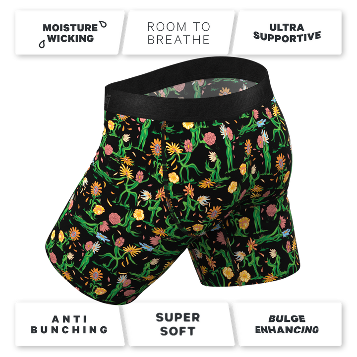The Garden Of Breedin | Flower Print Long Leg Ball Hammock® Pouch Underwear With Fly