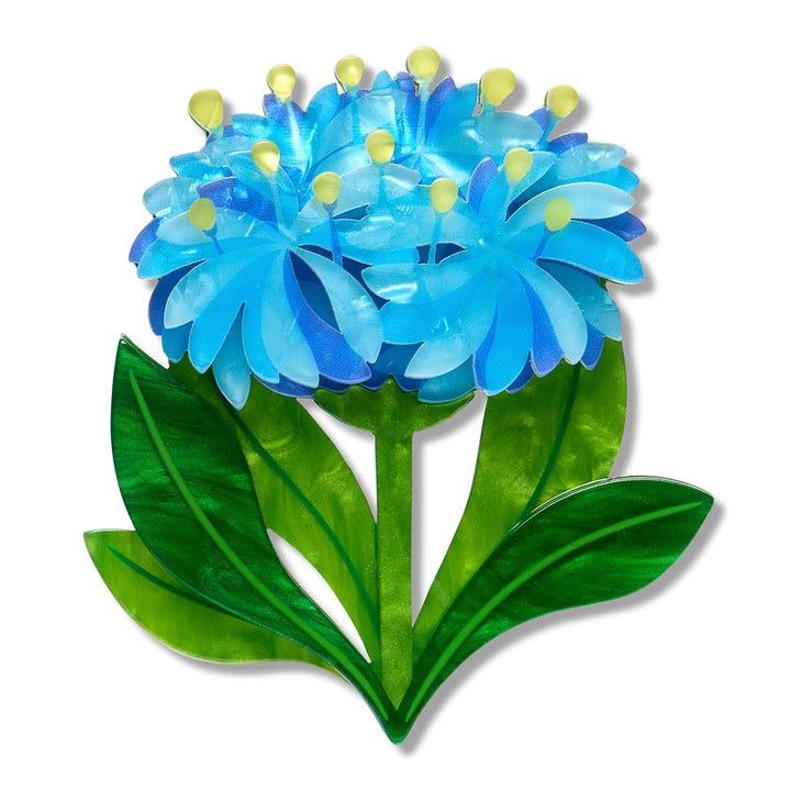 Blue Pincushion Brooch enamel brooch by Erstwilder x Royal Botanic Gardens Victoria – front view