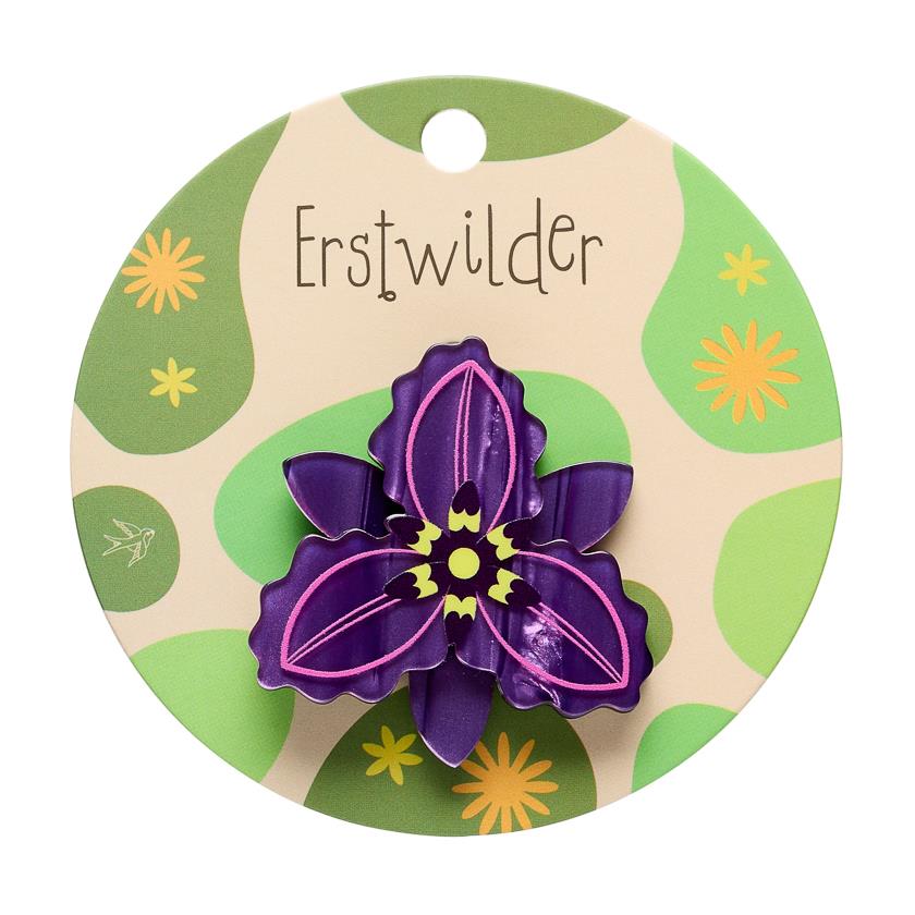 Chocolate Lily Simplified Mini Brooch by Erstwilder x Royal Botanic Gardens Victoria – front view