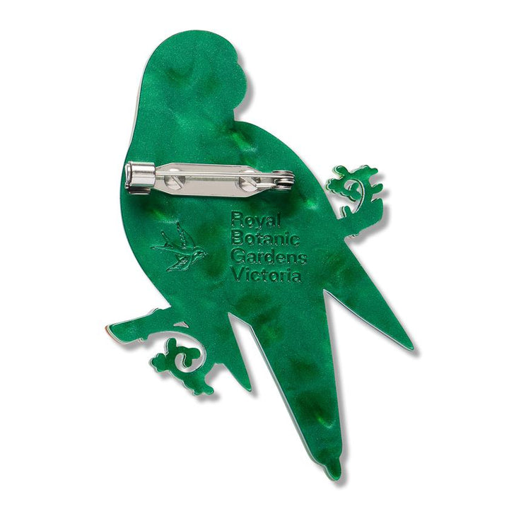 Musk Lorikeet Brooch – Erstwilder x Royal Botanic Gardens Victoria collector's tin packaging
