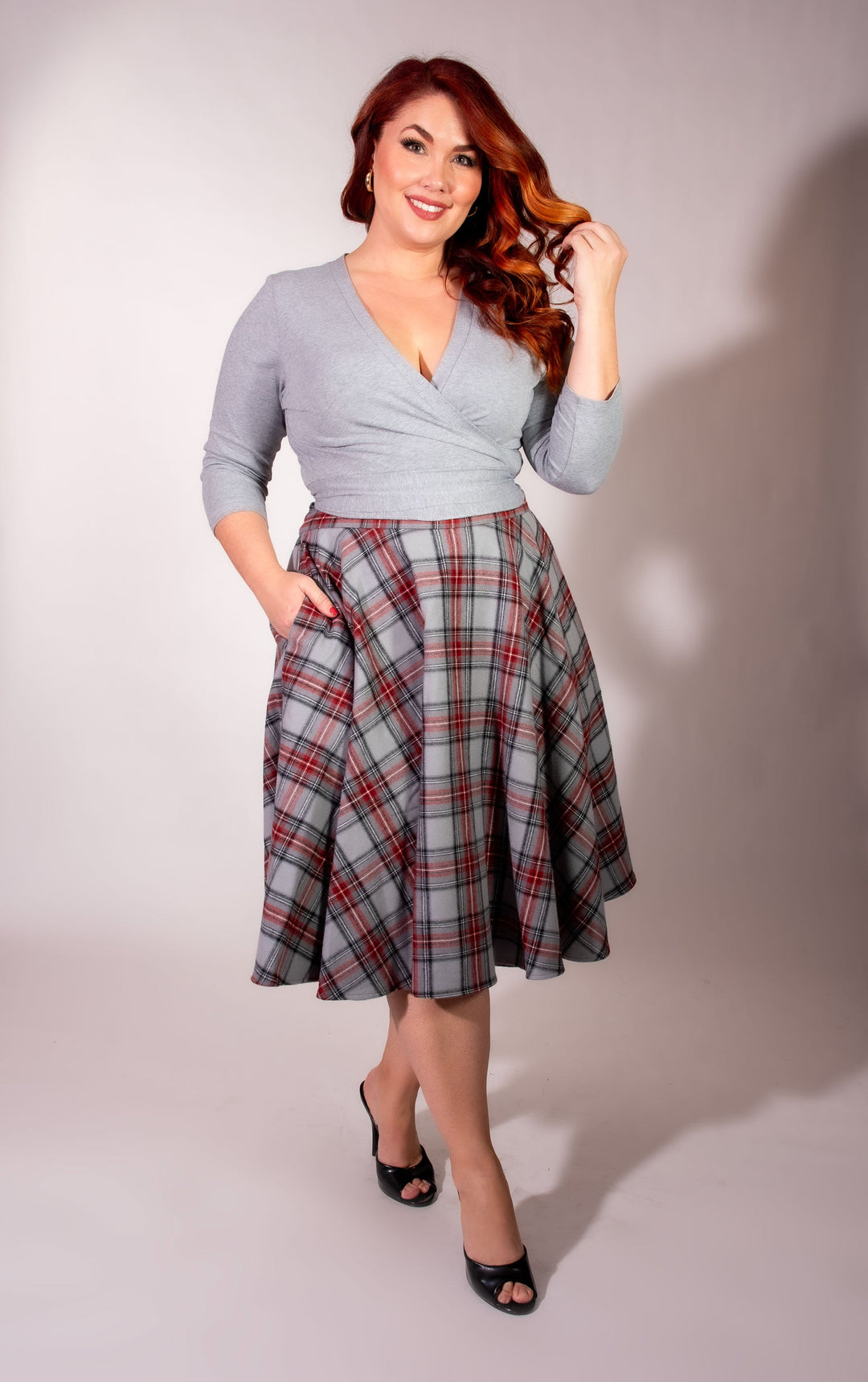 Haute Circle Skirt - Flannel, Grey Plaid
