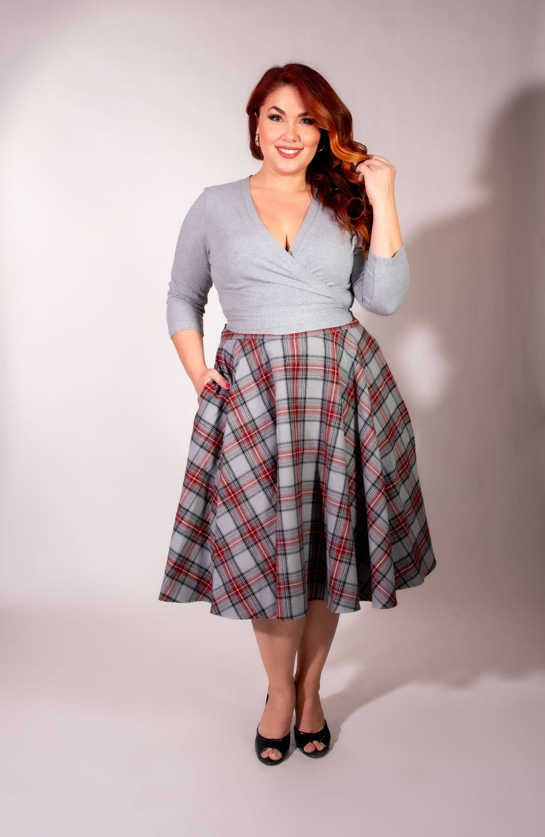 Haute Circle Skirt - Flannel, Grey Plaid