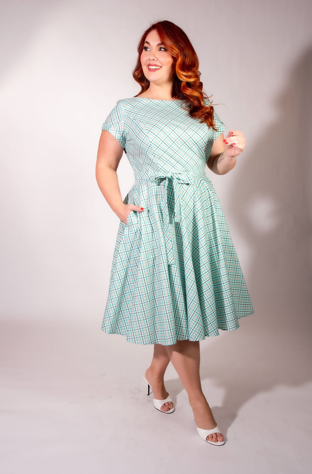Melody Dress - Robin's Egg Bias Plaid