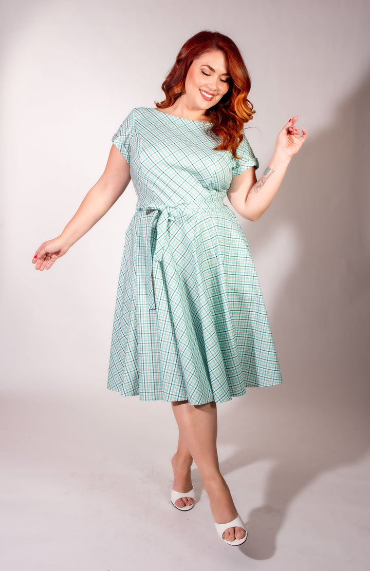 Melody Dress - Robin's Egg Bias Plaid