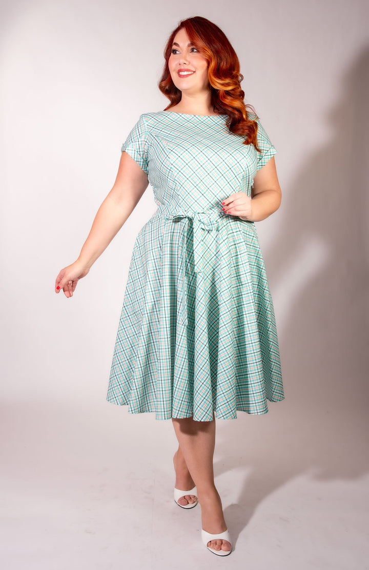 Melody Dress - Robin's Egg Bias Plaid