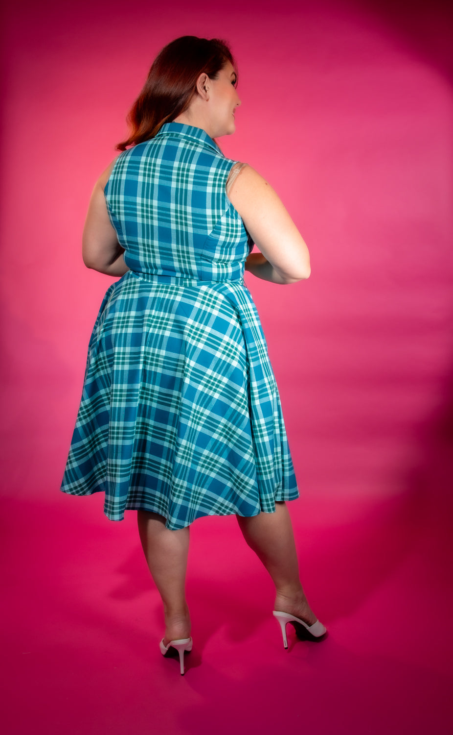 Staci Dress- Teal Plaid