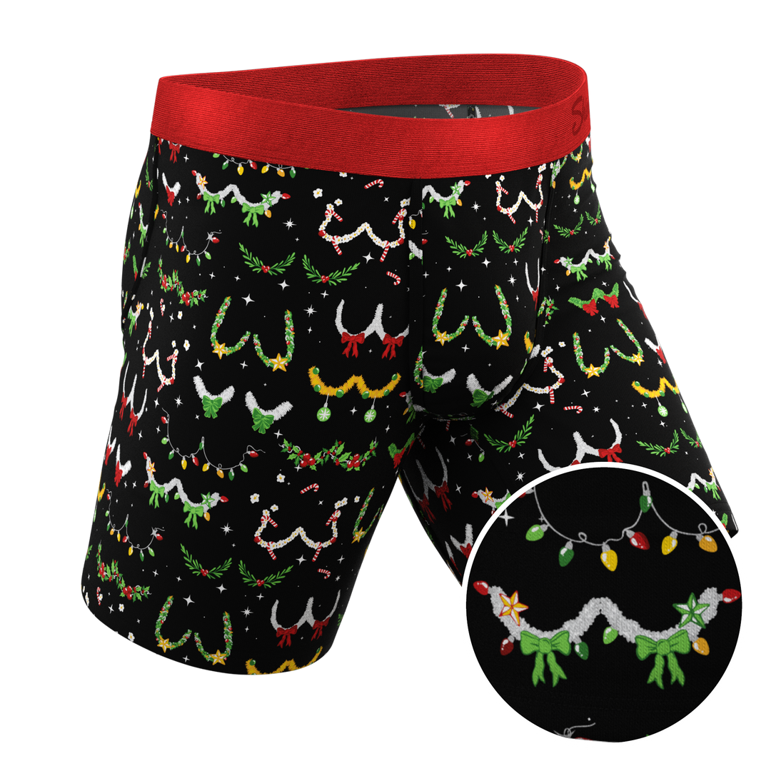 The Goodie Garland | Christmas Tinsel Busts Long Leg Ball Hammock® Pouch Underwear With Fly