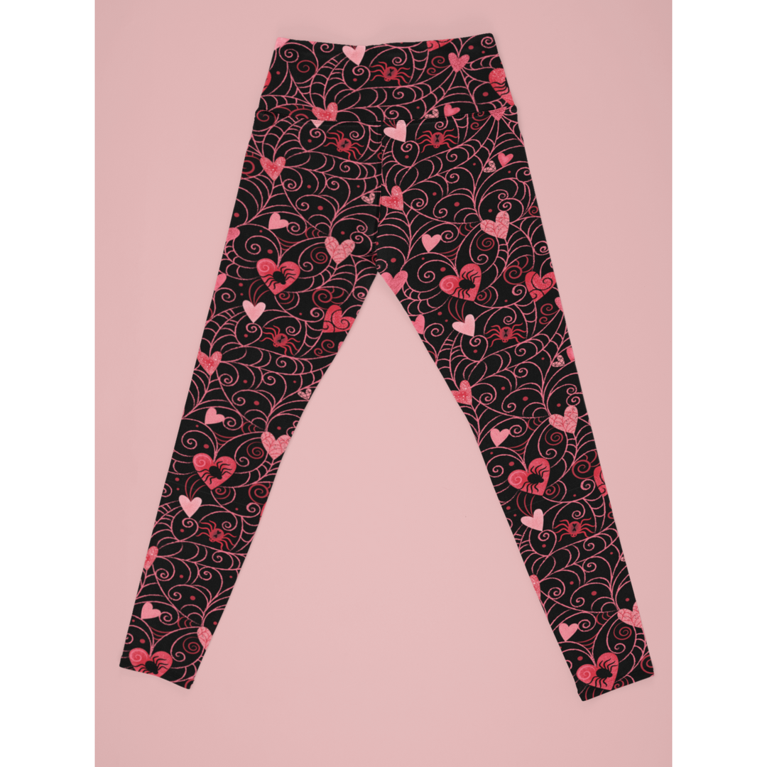 Web of Love Valentine Spooky Spider Web Johanna Parker Exclusive Leggings