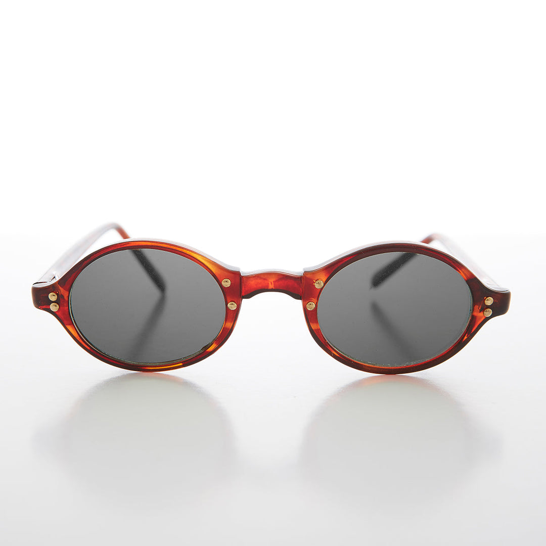 Small Oval Vintage Sunglass with Gold Studs - Harley