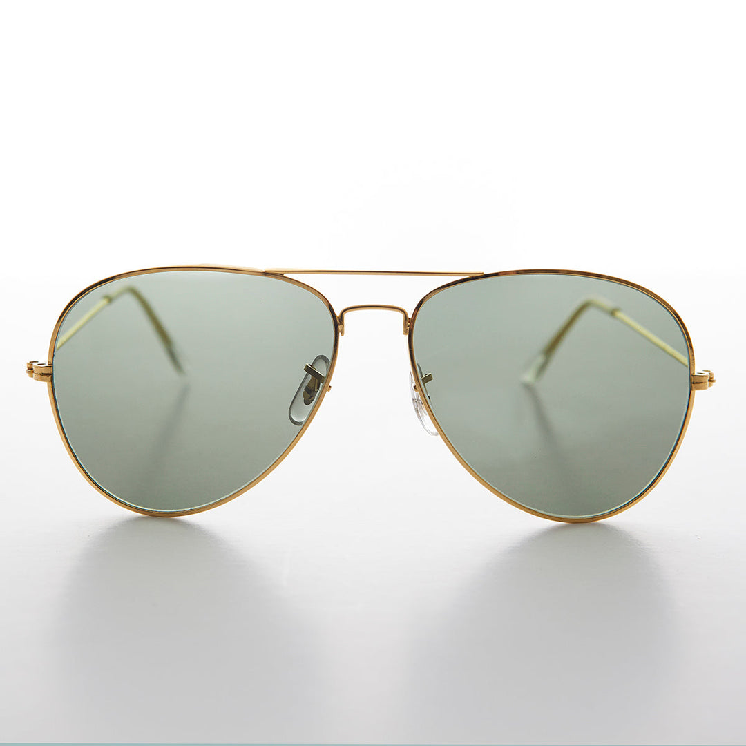 Vintage Metal Aviator Sunglass with Glass Lens - Hughes