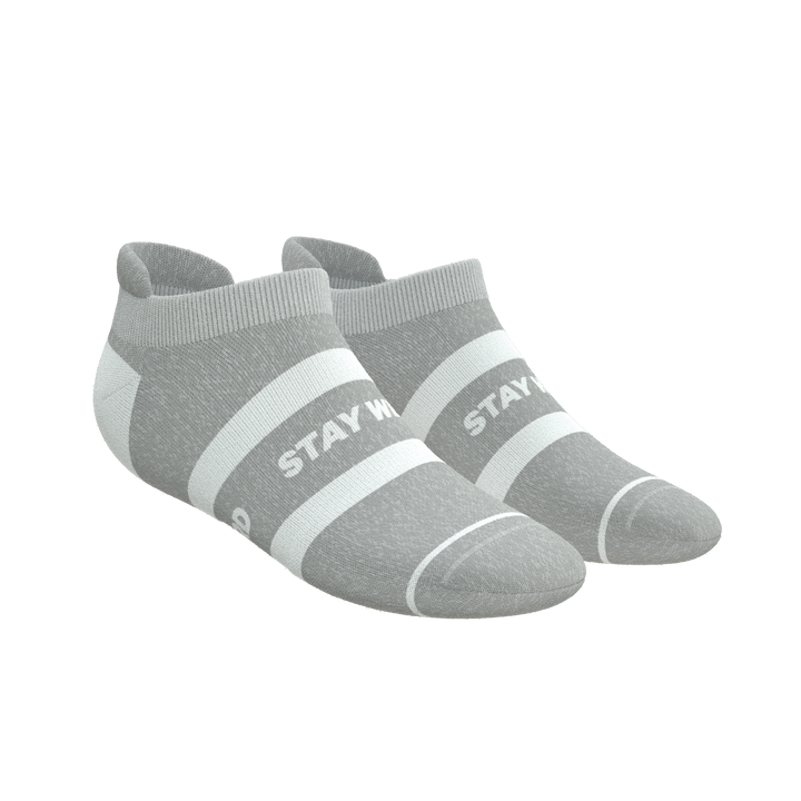 The Haze | Grey and White Stripe Heel Hammock™ Ankle Socks