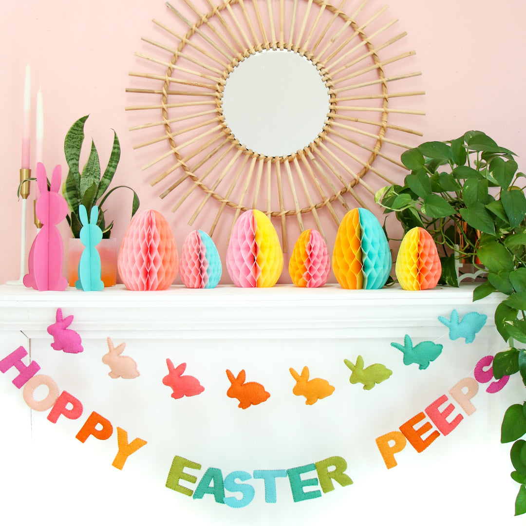 Color Blocked Egg Honeycomb Decorations
