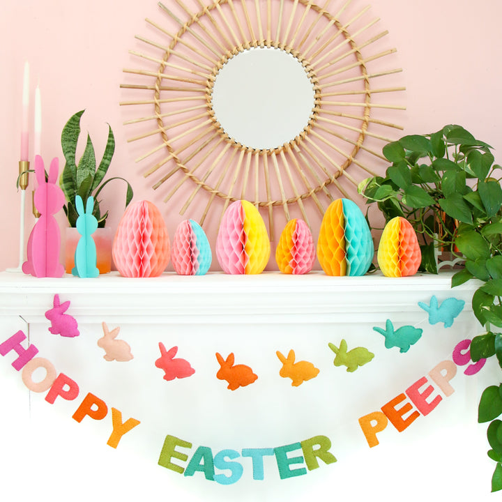 Color Blocked Egg Honeycomb Decorations