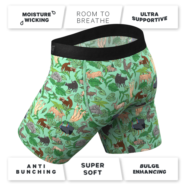 The Hornography | Tropical Animals Long Leg Ball Hammock® Pouch Underwear With Fly