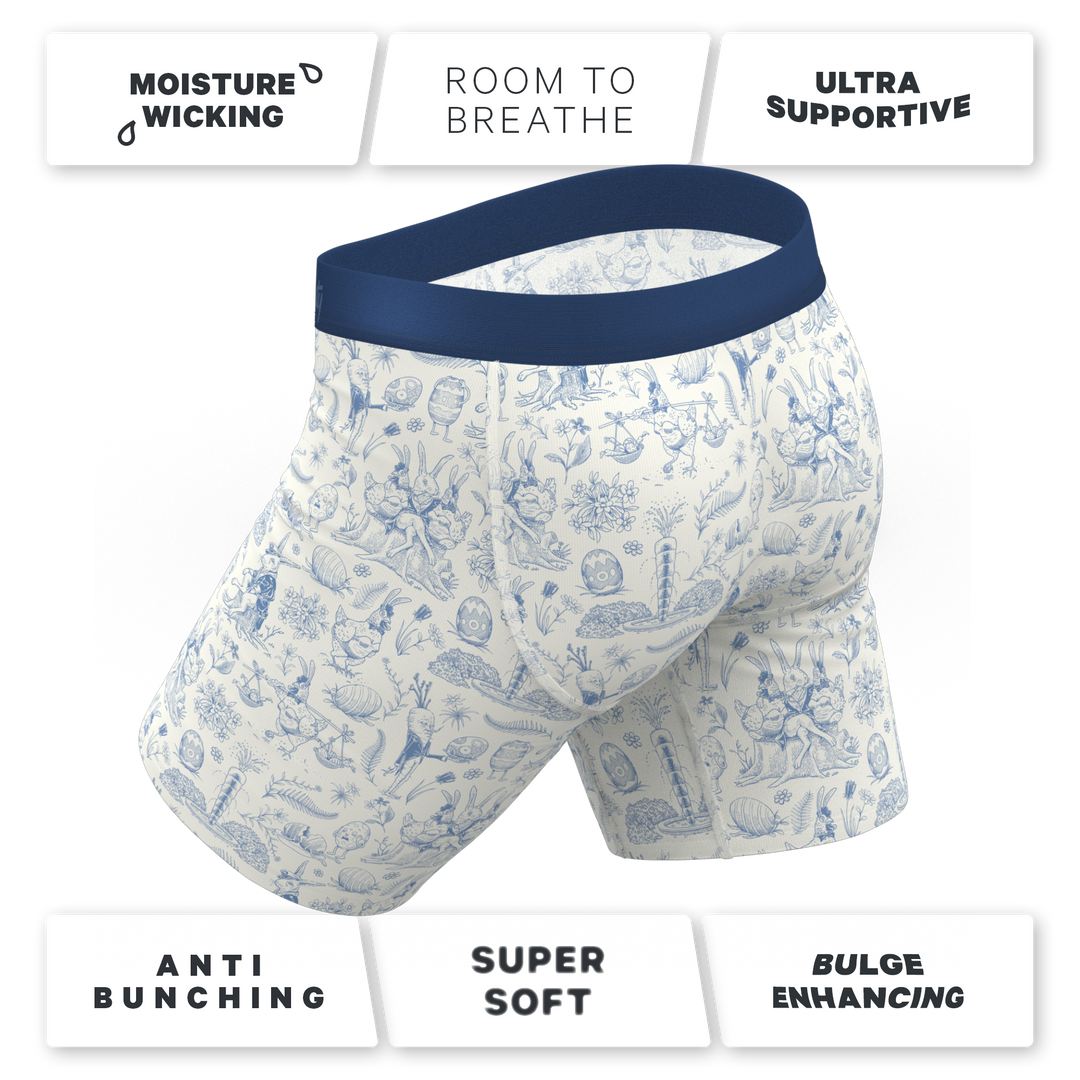 The Hot Cottontail | Easter Toile Long Leg Ball Hammock® Pouch Underwear With Fly