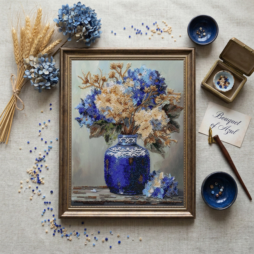 Main Hydrangeas in Pocelain Bead Embroidery Kit by Abris Art AB-975