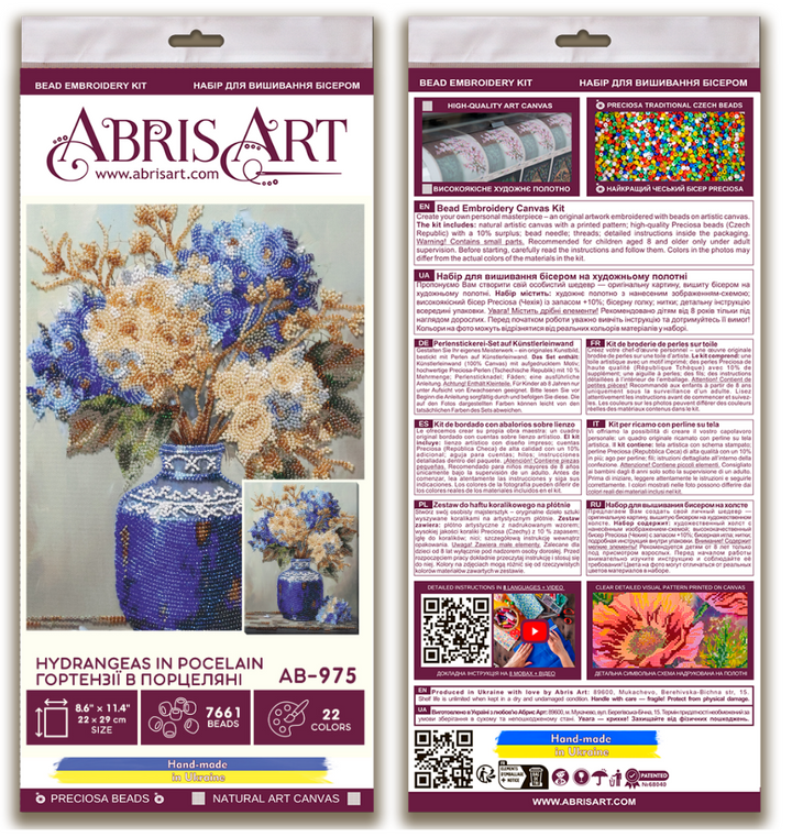 Main Hydrangeas in Pocelain Bead Embroidery Kit by Abris Art AB-975