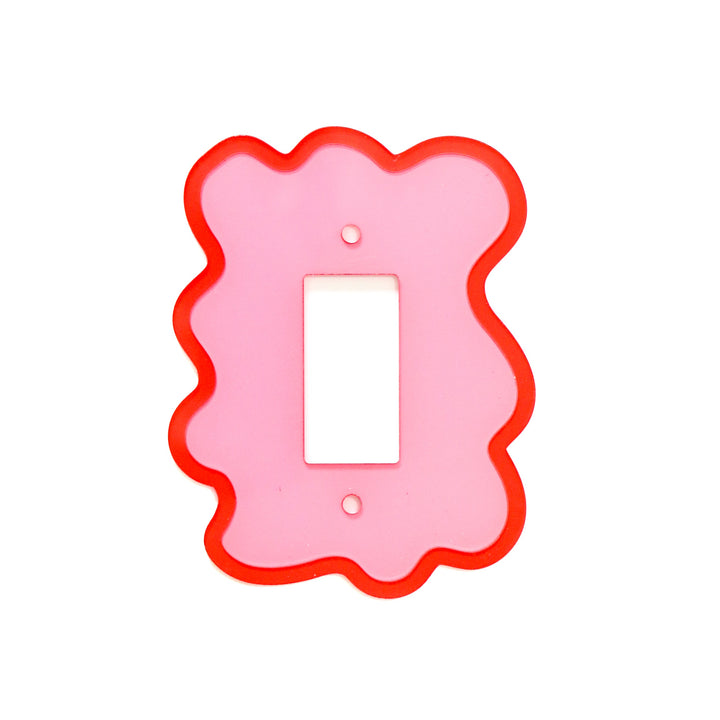 Red and pink squiggle light switch cover