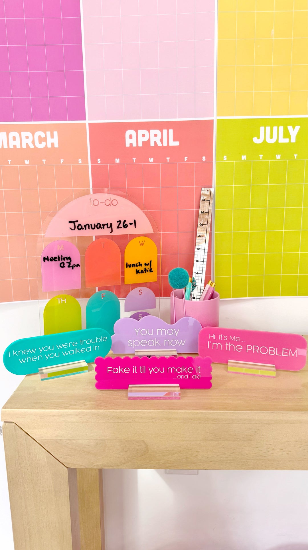 The woMAN acrylic desk name plate