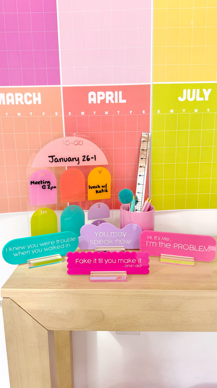 The woMAN acrylic desk name plate