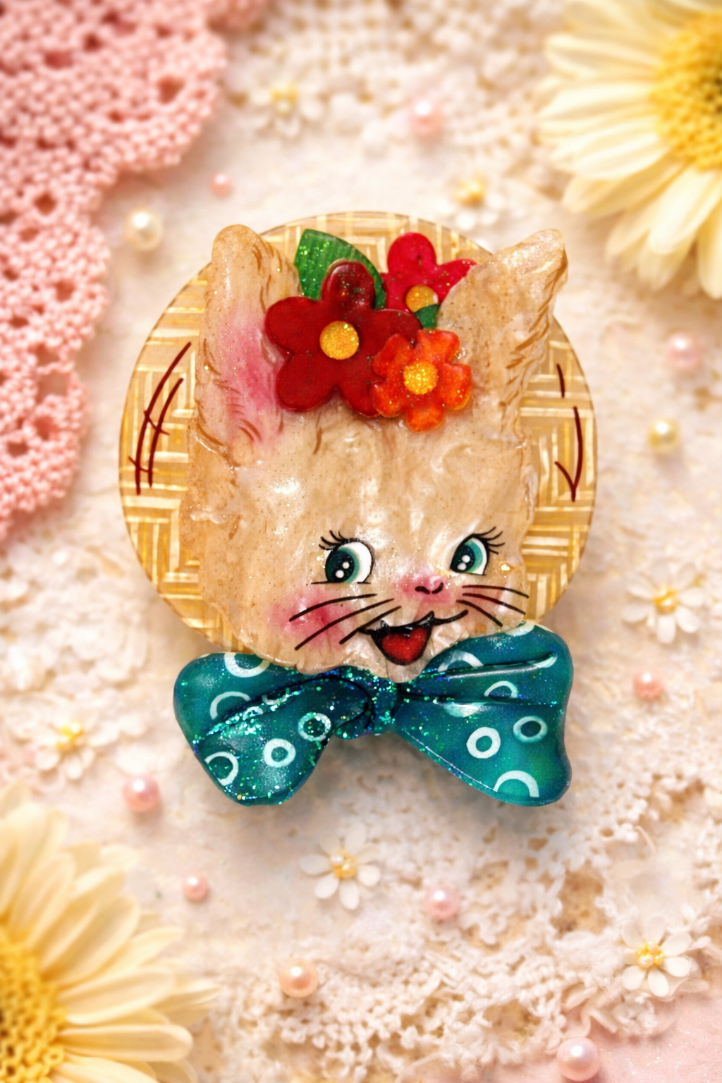 Bunny Bloom Brooch by Lipstick & Chrome