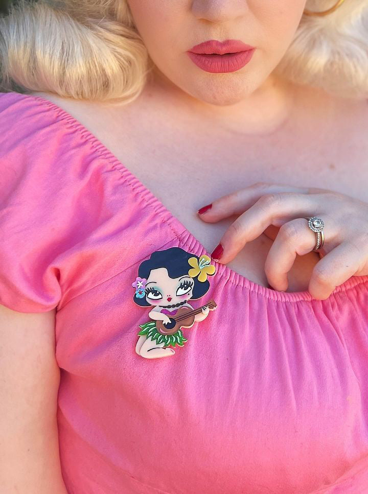 Hula Lula Tiki Girl Brooch by Miss Fluff x Lipstick & Chrome