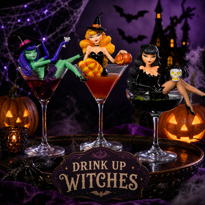 Set of 3 Martini Witches | Halloween Decor | Save 10% on Bundles